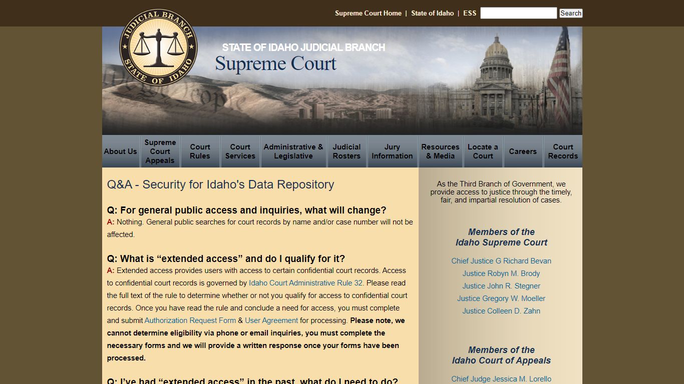 Q&A Regarding Idaho Data Repository Security Changes - Idaho Supreme Court